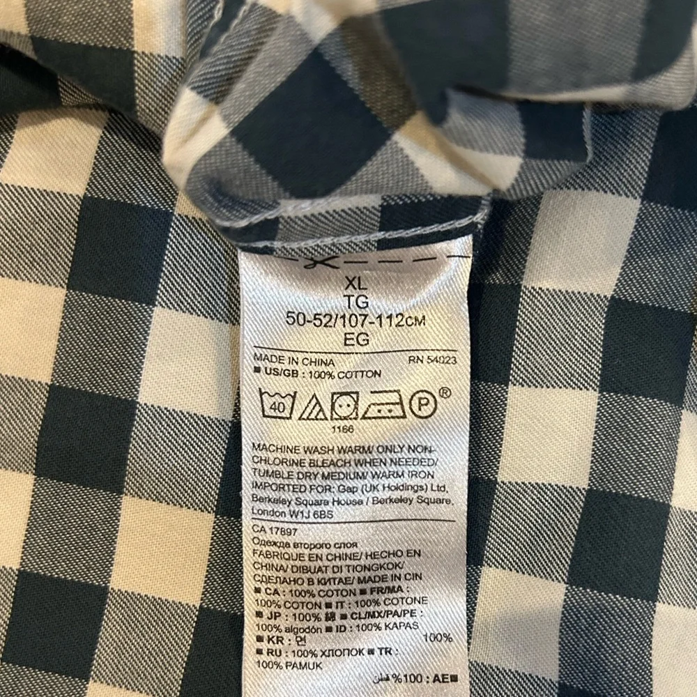 Banana Republic Men's Blue and White Plaid Shirt Camden Fit Size XL